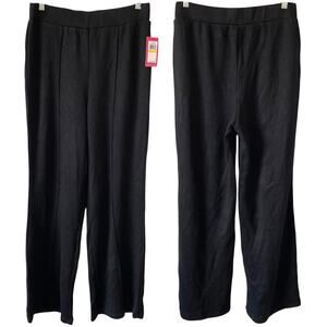 NEW VINCE VAMUTO Velour Crushed Pants Size Medium Rich Black Seam Detail